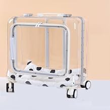 GAMAK Clear Cat Carriers with Wheels and Handle for Large Cats, Rolling Cat Carriers Hard Shell for Cats Under 30 Lbs and Dogs Under 25 Lbs for Traveling/Hiking/Camping Color White