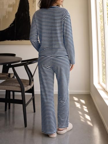 Fisoew Womens 2 Piece Lounge Set Striped Cardigan Pant Sets Travel Outfits - image 4