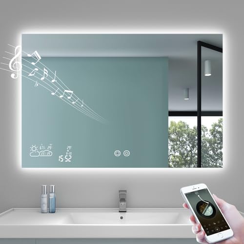BYECOLD Smart Bathroom Mirror with Bluetooth 36”X 24” WiFi Enabled ...