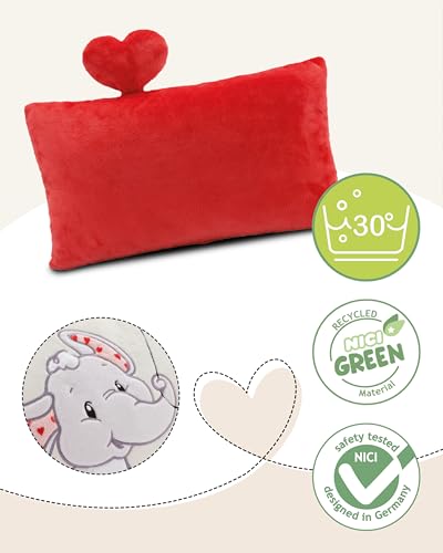 Kissen Love Elefant 43x25cm beige - Flauschiges Kuscheltierkissen für Jungen, Mädchen, Babys und Kuscheltierliebhaber: ideal für Zuhause, Kindergarten oder unterwegs