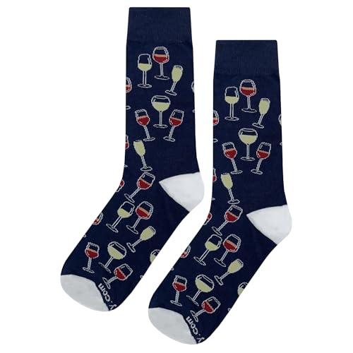 Wine Galore Dress Socks Funny Novelty Crazy Fun Design Men Size 8-12 Cotton Casual Crew Colorful Funky Fancy Socks Gift for Men