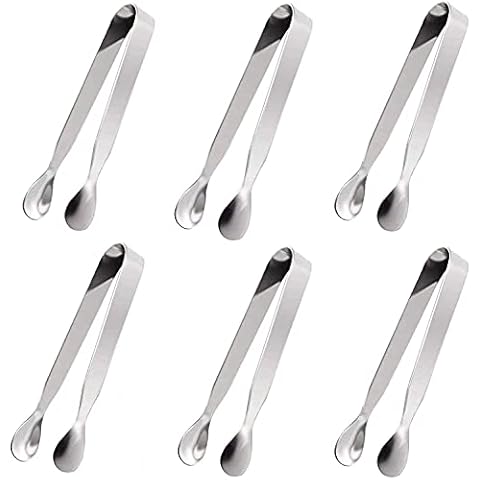Ice Tongs Sugar Cubes Tongs - Stainless Steel Mini Serving Tongs Appetizers Tongs Small Kitchen Tongs for Tea Party Coffee Bar (6 PCS) Cover