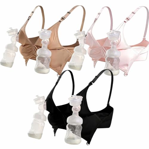 Image of iloveSIA Nursing Bras for Mom Breastfeeding, Seamless Supportive Sleep Bra for Maternity Postpartum S-2XL 3Pack