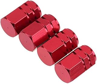 4 Pieces Aluminum Tire Wheel Rims Stem Air Valve Caps (Red)