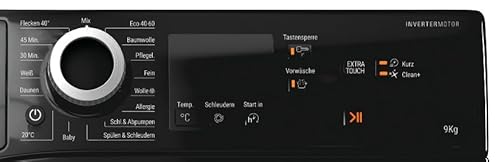 Bauknecht W9 S6300 A Waschmaschine Frontlader / 9kg / EEK A/Kurz 30 / Kurz 45 / Kraftvolle Fleckenentfernung/Anti-Allergie-Programm/Wolleprogramm/Schwarz/Langlebiger Inverter-Motor