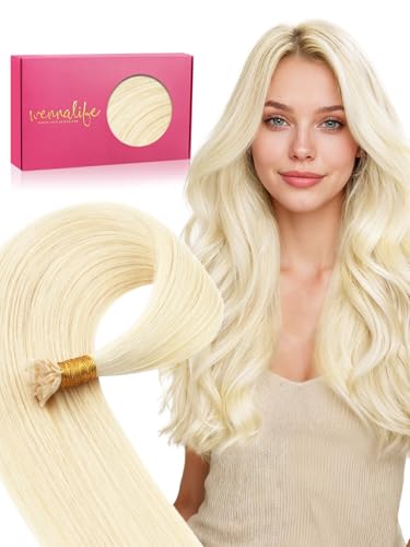 Wennalife WENNALlFE Mini Flat Tip Hair Extensions Human Hair, 50g 60s 18 Inch Platinum Blonde Remy Hair K Tip Hair Extensions Seamless and Invisible Keratin Extensions De Cabello sold by Wennalife - Amazon Seller - HK