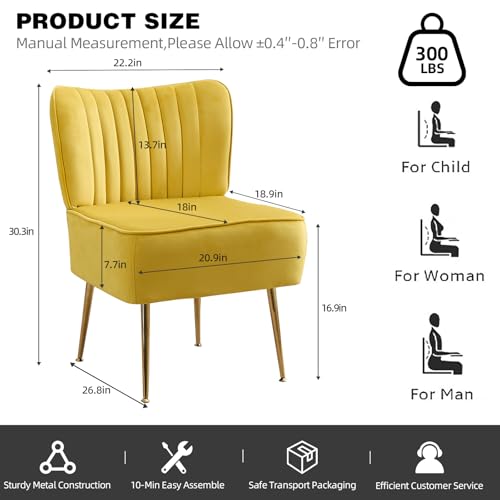 Sillón Plegable Terciopelo Amarillo miniatura 3