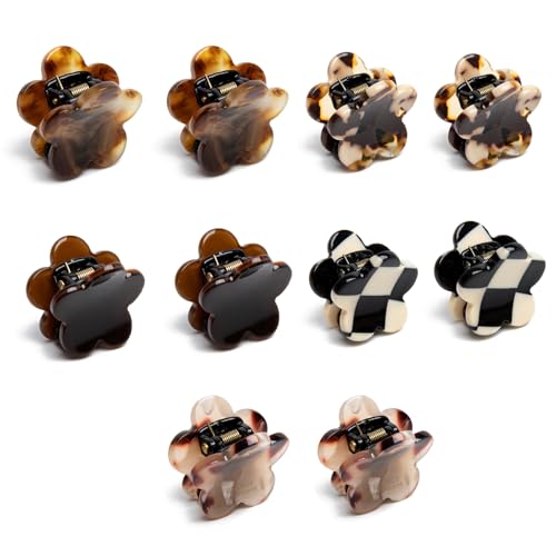 Image of Small Hair Clips,Acetic Acid Flower Mini Claw Jaw Clips,No-Slip Cute Decoration Buns Clip,Pining Bangs,Strong Grip, Classic Clamp Clips Gift for Girl Women Thin Thick Hair Styling(10 PCS)