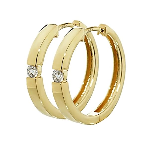 NKlaus par de pendientes de oro amarillo con bisagra 18,4 x 2,7mm zirconia cúbica cuadrada 4752