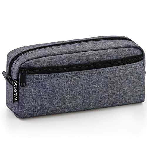HASVREOG Big Capacity Pencil Case Large Capacity Pen Bag for Students Stationery Pouch Pencil Box Desk Organizer with Smooth Zipper Portable Pencil Pouch for School Office Supplies(Grey)