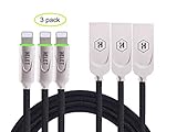 Smart Led Auto Disconnect Reversible Nylon Braided Lightning Charger Cable for Iphone, Ipad ,Ipod
