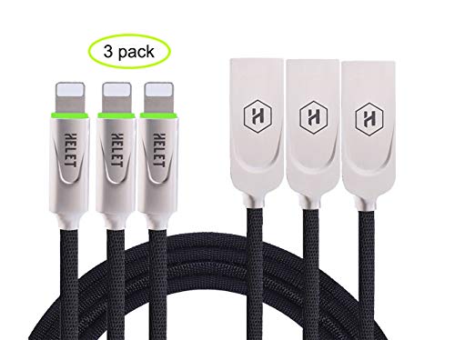 Smart LED Auto Disconnect Charger Cable ,6ftCharger Cord Nylon Braided USB Charger Compatible With Phone X Phone8 7/7plus 6/6plus (3pcs)