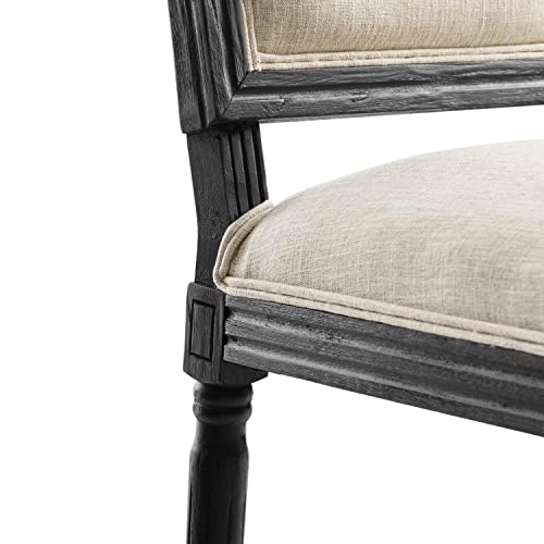 Modway Court French Vintage Upholstered Fabric Dining Chair In Black Beige #TOP5