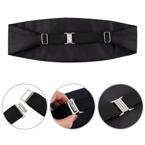 TopTie Herren Kummerbund verstellbar Smoking Accessoires aus Satin- Schwarz
