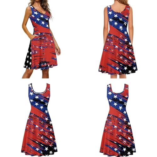 Image of Dreaweet Summer Dresses for Women A-Line Sleeveless Flowy Sun Dresses,Men's Casual Button-Down Shirts,Couple Matching Outfits