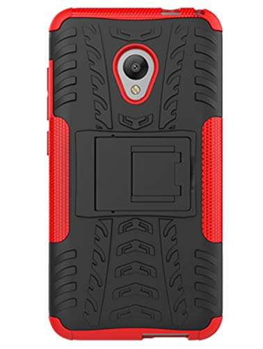 XINFENGDI Funda Alcatel U5, Carcasa Dura Protección 360° Cubiertas Móviles Anticaídas Resistente Arañazos TPU Caso Protector para Alcatel U5 con Soporte de Pie - Rojo