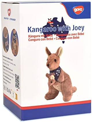 BOHS Plush Red Kangaroo with Australia Scarf and Removable Joey Plush Red Kangaroo with Australia Scarf and Removable Joey - Cuddly Soft Stuffed Animals Toy- 11 Inches
