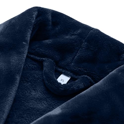 Fleece Men's Robe, Plush Flannel Robes for Men, Soft Bathrobe Mens Long Spa Robe Shawl Collar Sleepwear Homewear3