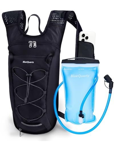 Blue Quartz Hydration Backpack with 2L Water Bladder, Hiking Water Pack with Insulated Compartment...