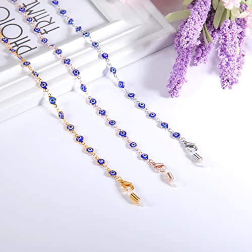 Likgreat Evil Eye Glasses Chains Turkey Blue Eye Eyeglasses Strap Mask Chains Holder Sunglasses Strap Lanyard For Women (Blue, Silver Tone) #TOP5