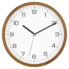 Foxtop Wood Wall Clock 12 Inch Silent Non Ticking Battery Operated Quartz Round Wooden Wall Clock