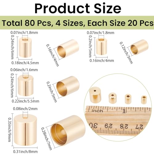 Extremos de cordón CREATCABIN en oro de 24k, terminales de latón premium para joyería 3