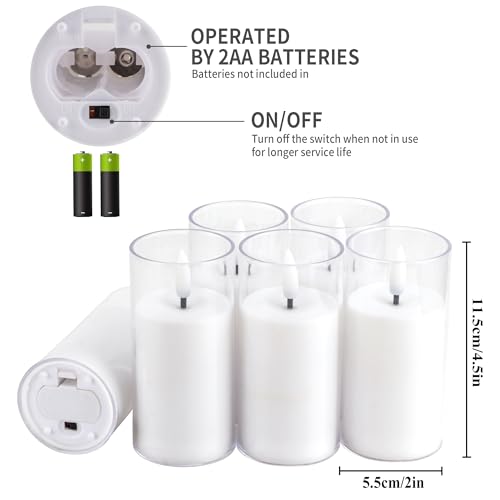 Image of JHY DESIGN Flameless Candles Set 4.5'' High Battery Operated Pillar LED Candles Taper for Home Wedding Party Birthday Decoration(Set of 6)