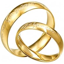 Gemini Personalize His and Her 18K Gold Color Anniversary Wedding Titanium Rings Set Dome Court Valentine Day Gift