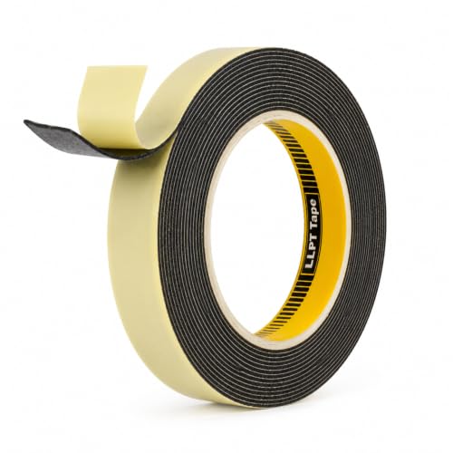 Image of LLPT Double Sided Foam Tape 1 inch x 18 Ft Black | Heavy Duty, Strong Bonding, Waterproof, Weather Resistant for Banners Posters Alarm Sensors LED Strips and Home Office Decor