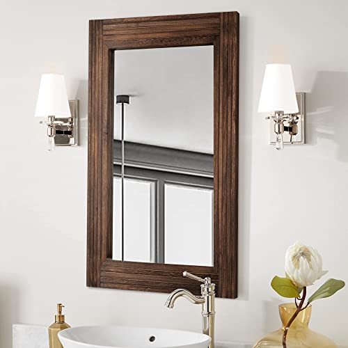 Yoshoot Hand-Made Wooden Spliced Wall Mirror For Bathroom, Rustic Farmhouse Vanity Mirror, Décor Wall Art, Solid Wood Frame, Vertical Or Horizontal Hanging #TOP3