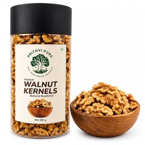 Image of PRITHVI PURE Walnuts Kernels 500 Gram | Natural Crunchy & Nutritious | Akhrot Without Shell | Rich in Omega-3, Protein & Antioxidants | Gluten-Free | Ideal for Snacking, Baking & Cooking