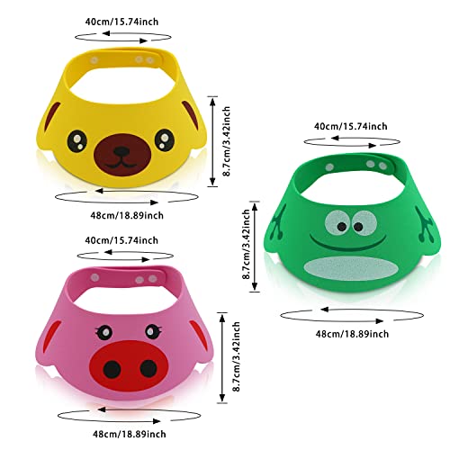 Benospace 3Pcs Baby Shower Bathing Cap Soft Adjustable Cartoon Frog Pig Bear Shampoo Hat For Washing Hair Protection Head Bathing Visor Cap With Four Gear Adjustments For Toddler Baby Kids Children #TOP1