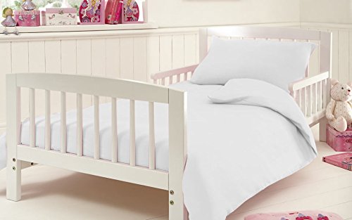 Fitted Sheet for Cot Bed Toddler Bed Sheet Egyptian Cotton 200 Tread Count Size 70 x 140 Cm Approximately, White โ image 1
