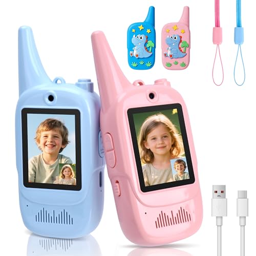 COSILY Video Walkie Talkies for Kids Age 3-12 Boys Girls Toys, 2 Pack Walkie Talkies with Screen,...