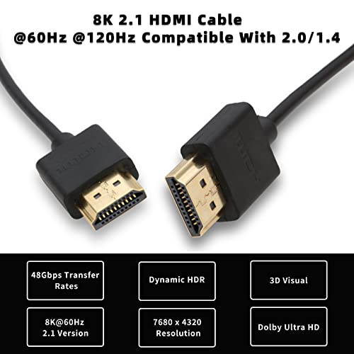 SZRMCC 8k 2.1 HDMI to HDMI Ultra High Speed Coiled Braided Cable for Z Cam E2 Sony FX6 FX9 Canon EOS C70 C300 Portkeys BM5 Atomos Ninjav V Shogun Monitor Left Right Angle - Image 3
