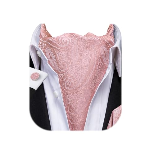 Image of Dubulle Paisley Floral Ascot for Men Self Tie Mens Cravat and Pocket Square Cufflinks Wedding