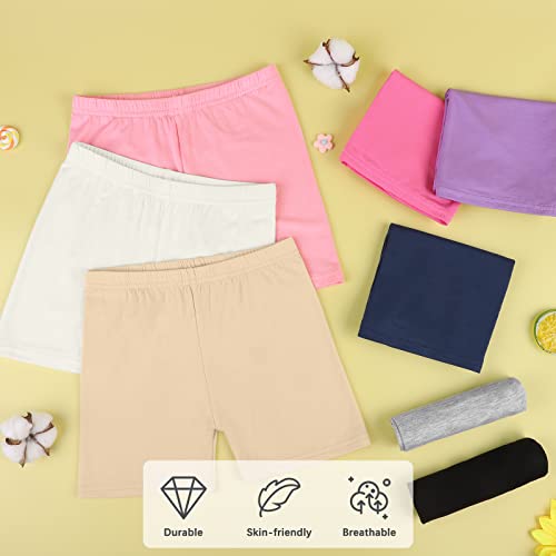 Poroka 8 Pack Girls Bike Shorts Dance Shorts Thick Modal Shorts Breathable Safe Active Shorts 8 Color (4-5T) #TOP3