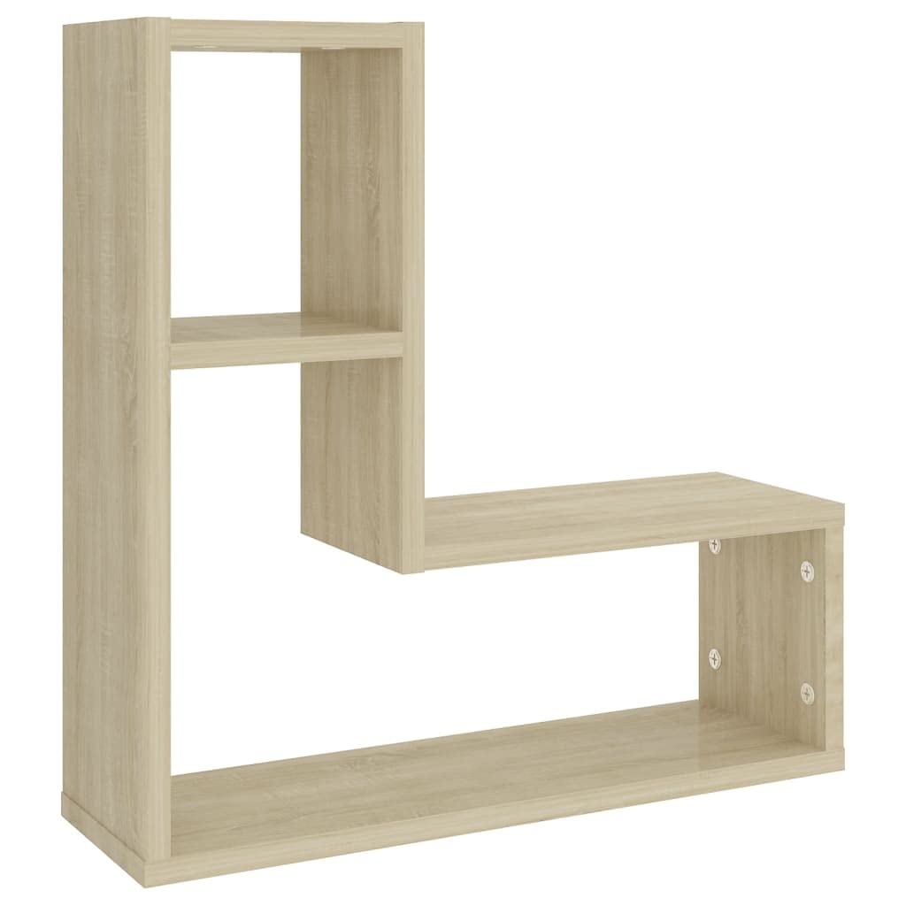 Regały ścienne, zestaw 2 sztuk, dąb Sonoma 50 x 15 x 50 cm, materiał drewnopochodny, wiszące półki do salonu, sypialni, kuchni, łazienki, korytarza, biura, niewidoczne systemy montażowe