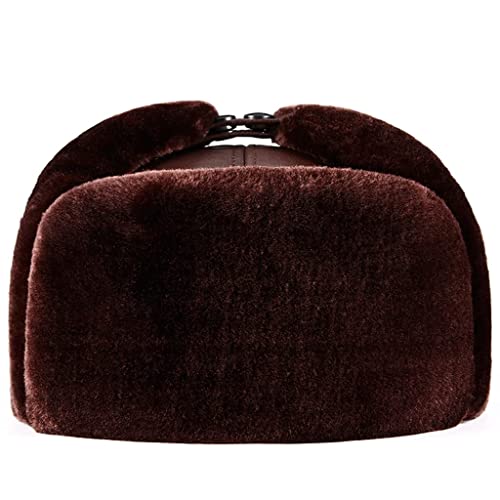 Photo de Temps Froid Hiver Équipement Russie Ushanka Cavalerie Cap Trap Hunter Headwear Aviator Bomber Cap brown-55-56cm