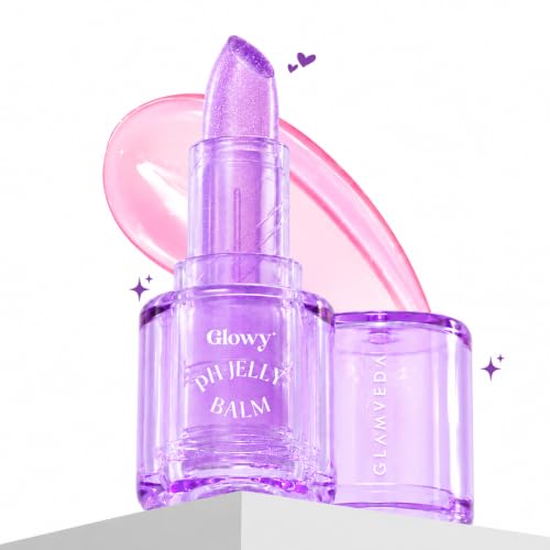 Image of Glamveda Glowy pH Jelly lip Balm 4g | pH Adapting Lip Balm with Custom Pink Tint | Hydrating Jelly Gloss Balm | Shimmer Lip Glow | Non-Sticky Lip Care