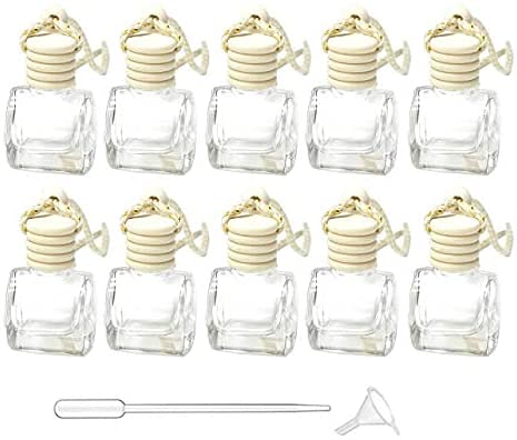 Peiylism Paquet de 10 bouteilles de parfum suspendues pour voiture, diffuseur de parfum d'ambiance pour voiture à fleurs colorées