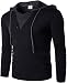 Guoji Men's Casual Slim Fit Long Sleeve T-Shirt with Hooded/Hoodies Tops (B24-Black Small)