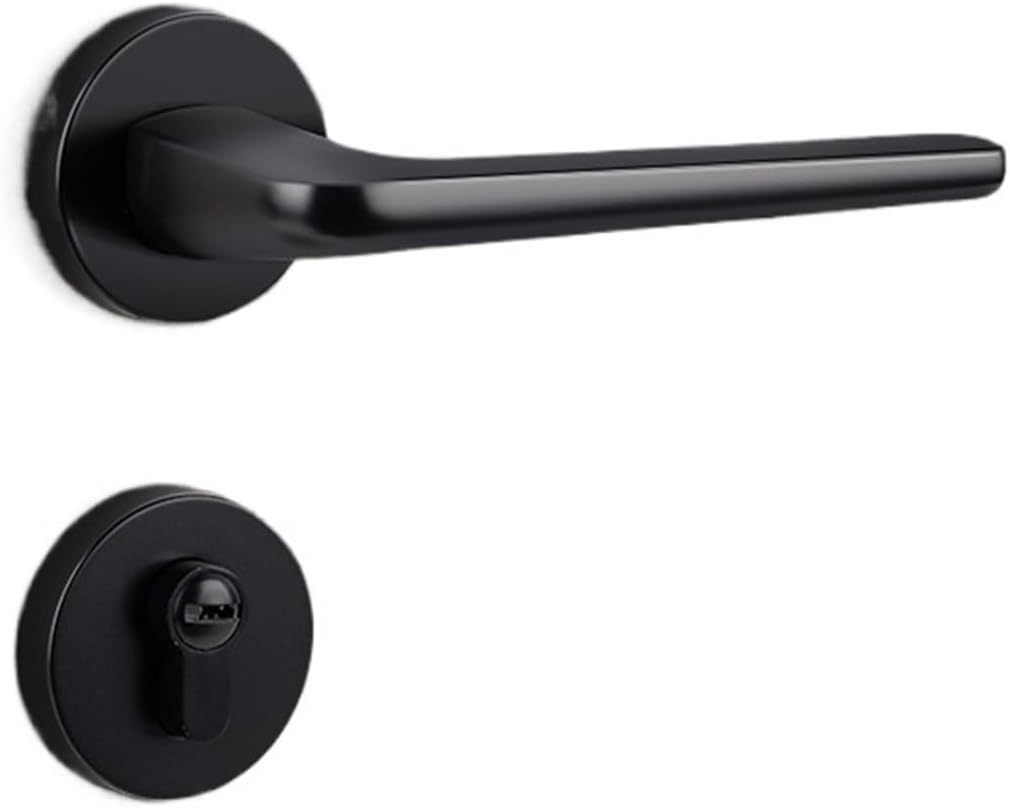 Black zinc Alloy Room Door Lock Indoor Bedroom Magnetic Lock Split Silent Wooden Door Lock Door Handle(Black Nickel)