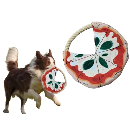 BECHANMIG Pet Pizza Dog Toy,Dog Chew Toy to Keep Busy,Interactive Dog Rope Toys for Small and Medium Dogs_S
