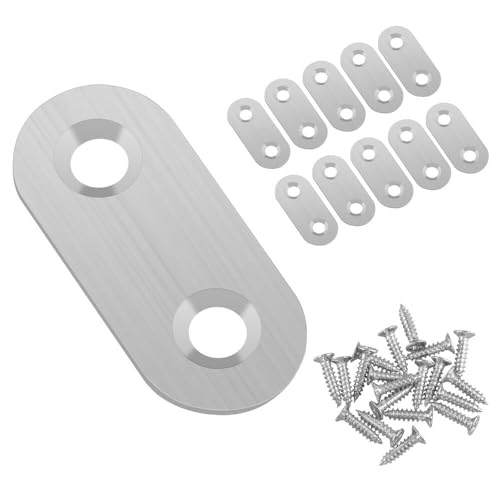 KAKULO 10 stuks platte rechte beugel, roestvrijstalen rechte beugels, zwaar belastbare platte rechte beugel, metalen reparatieplaten beugels met schroeven, verbindingsplaat voor reparatiereparatie (36