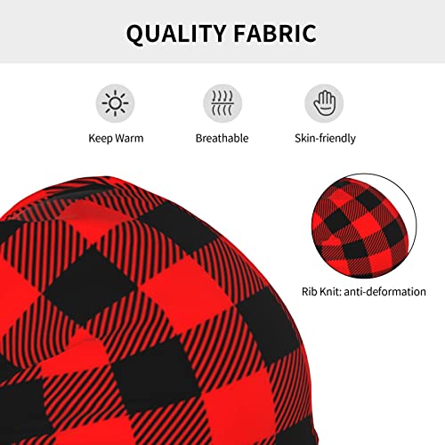 Fashion Buffalo Plaid Check Theme Beanie Hat Soft Sleep Cap Slouchy Knitted Hat Headwear Gift For Men Women #TOP6