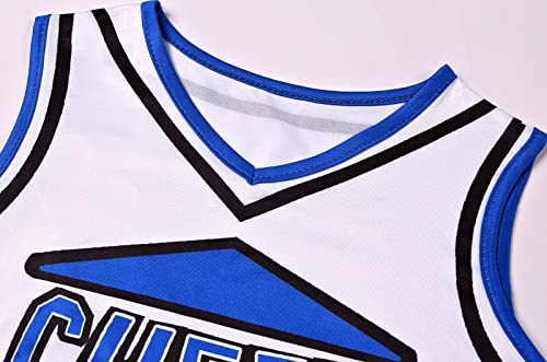 Sersllta Cheerleader Costume For Girls Cheerleading Outfit With Pom Poms Halloween Dress Up Party (Blue, 7-8 Years) #TOP1