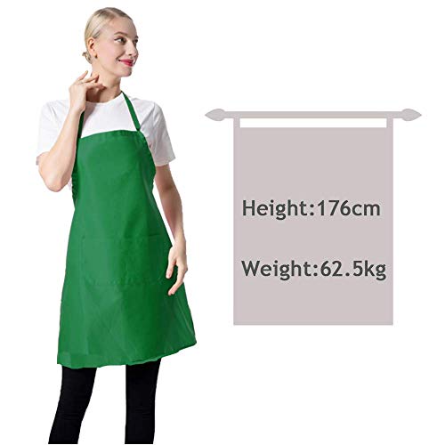 Tsd Story Total 12 Pcs Plain Color Bib Apron Adult With 2 Front Pocket (Mixed Colour) #TOP4