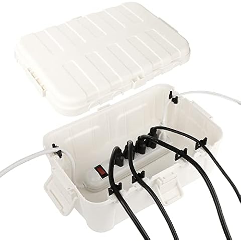 Flemoon Large Outdoor Electrical Box (12.5 x 8.5 x 5 inch), IP54 Waterproof Outdoor Extension Cord Cover Weatherproof, Protect Outlet, Plug, Socket, Timer, Power Strip, Holiday Light Decoration, White Cover