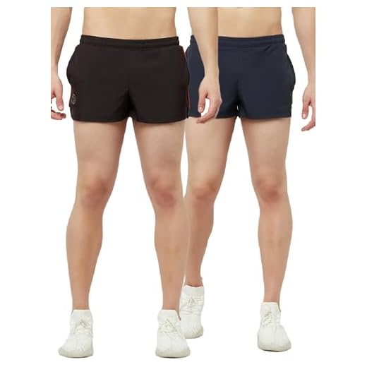 TRUEREVO 2 Inch Mens Running Shorts with 2 Side Pocket,1 Zipper Pocket|Marathon Shorts|Athletic Shorts|Light Weight|Dry-Fit(161163_2P_BLKNVY_L_Black,Navy_L)